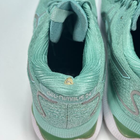 Asics Gel-Nimbus 24 Seafoam Green Lace Up Running Shoes 1012B201 Women's Size 10 - Picture 7 of 12